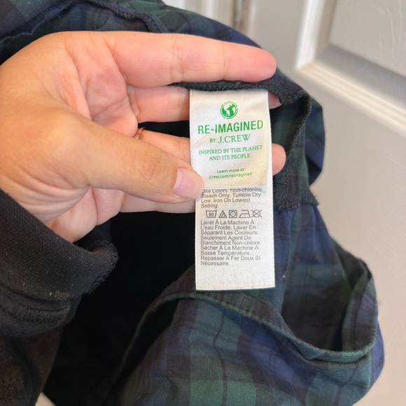 J Crew Smocked Tiered Midi Dress in Tartan Plaid Navy Green - Picture 5 of 8